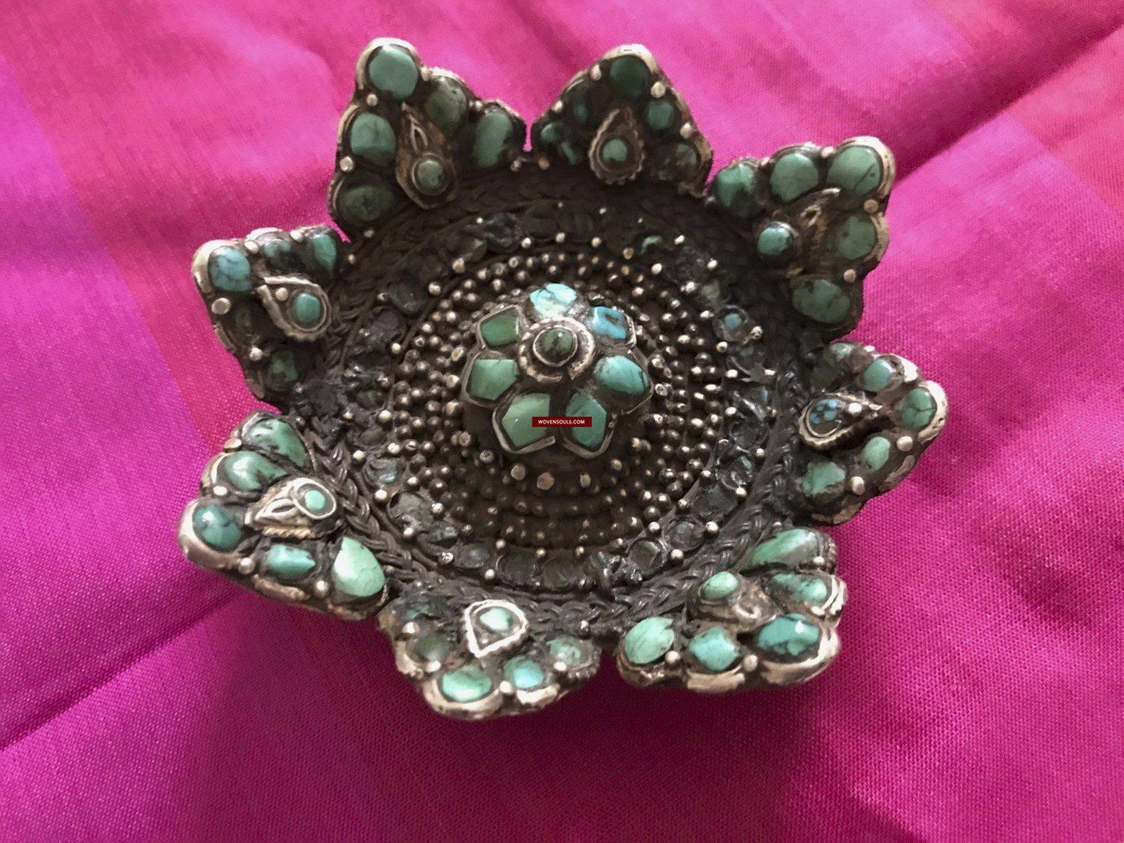 1285 Rare Old Ladakh Tshoopze Flower Silver Medallion - SOLD-WOVENSOULS-Antique-Vintage-Textiles-Art-Decor