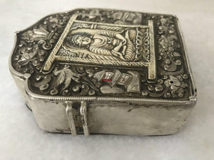1287 Rare Antique Tibetan Buddhist Silver Ghau with Bone Inlay-WOVENSOULS-Antique-Vintage-Textiles-Art-Decor