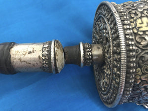1288 Rare Antique Silver Tibetan Buddhist Prayer Wheel-WOVENSOULS-Antique-Vintage-Textiles-Art-Decor