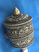 1288 Rare Antique Silver Tibetan Buddhist Prayer Wheel-WOVENSOULS-Antique-Vintage-Textiles-Art-Decor