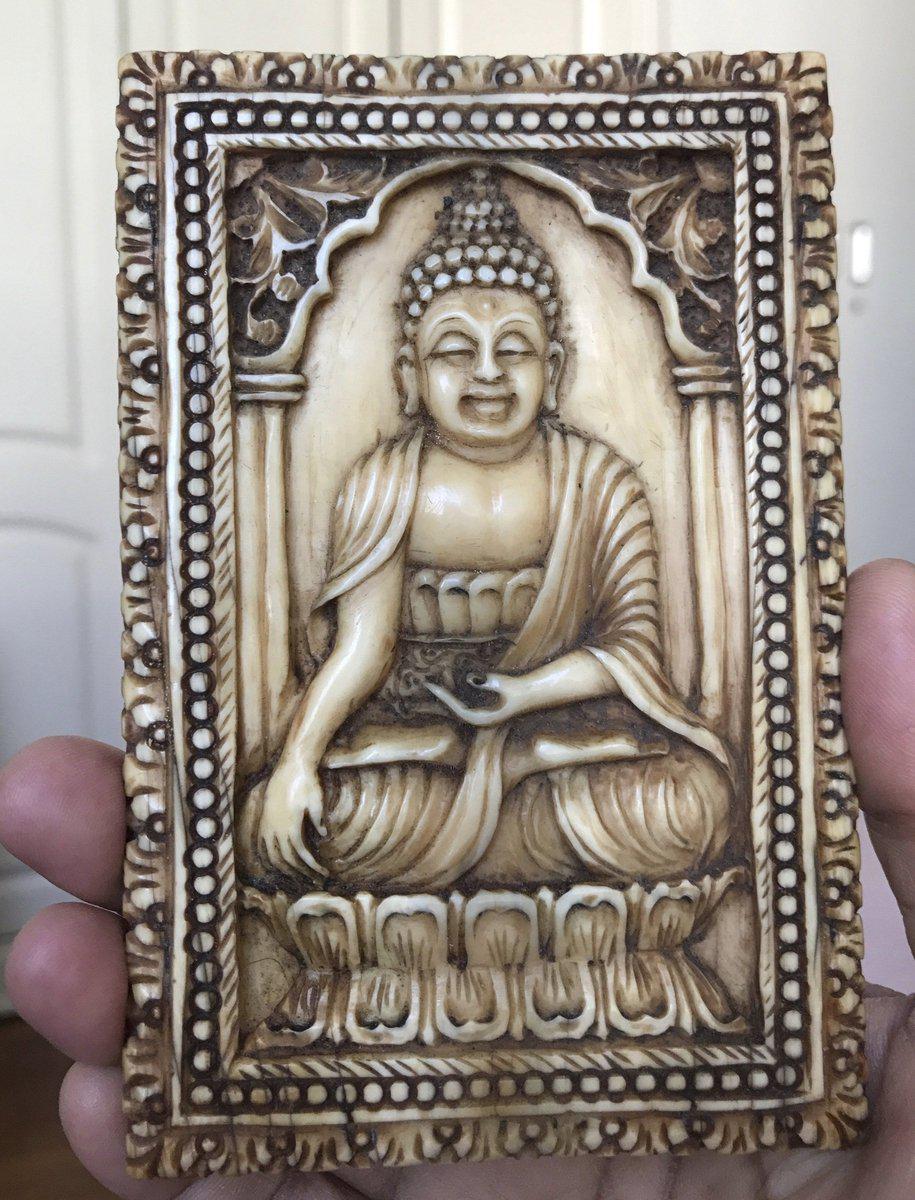 1289 Rare Antique Tibetan Buddhist Plaque - BONE-WOVENSOULS-Antique-Vintage-Textiles-Art-Decor