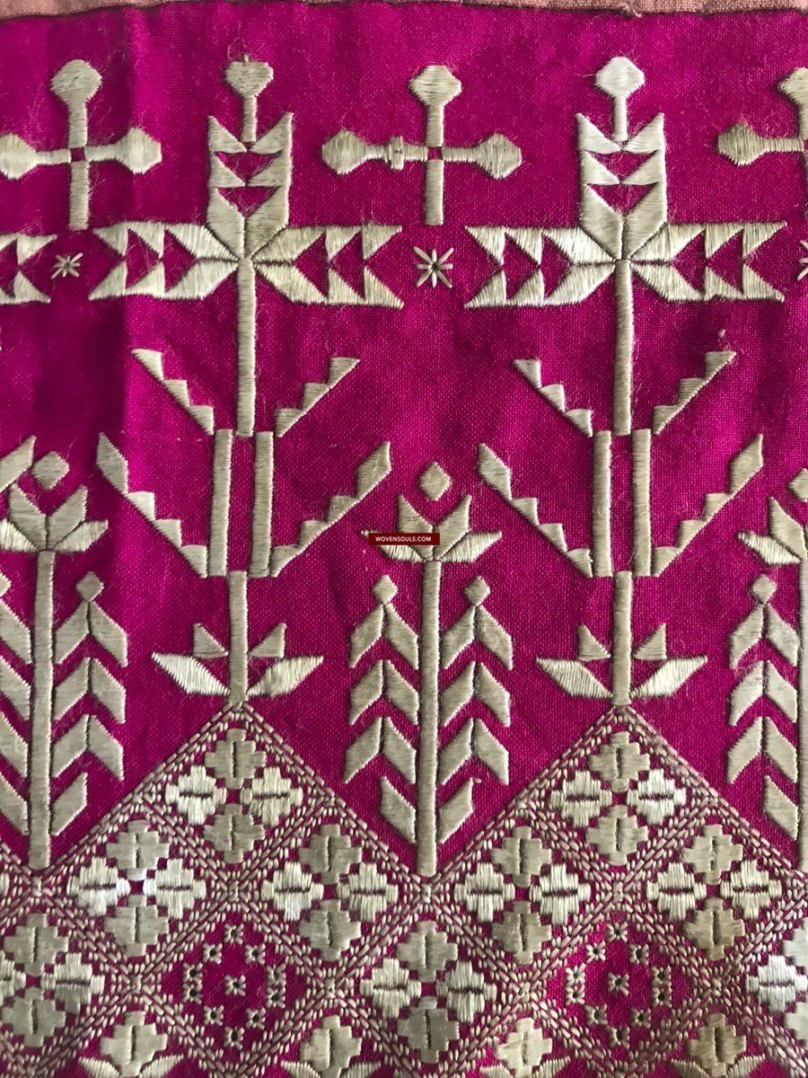 Ricamo palindromo vintage su due lati del 1291 - Tessuto cerimoniale della comunità sciita afghana-WOVENSOULS-Arredamento artistico-tessile-vintage-antico