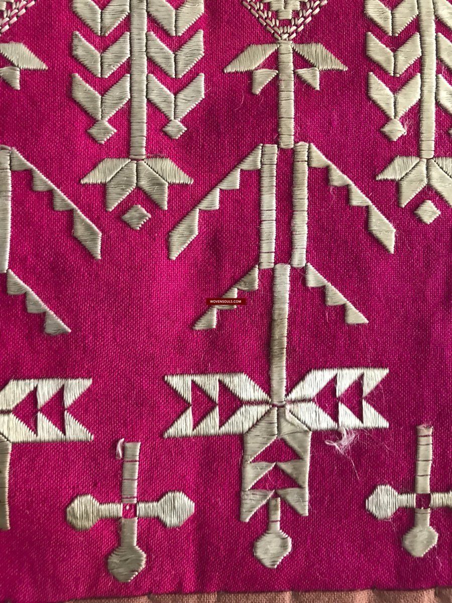Ricamo palindromo vintage su due lati del 1291 - Tessuto cerimoniale della comunità sciita afghana-WOVENSOULS-Arredamento artistico-tessile-vintage-antico