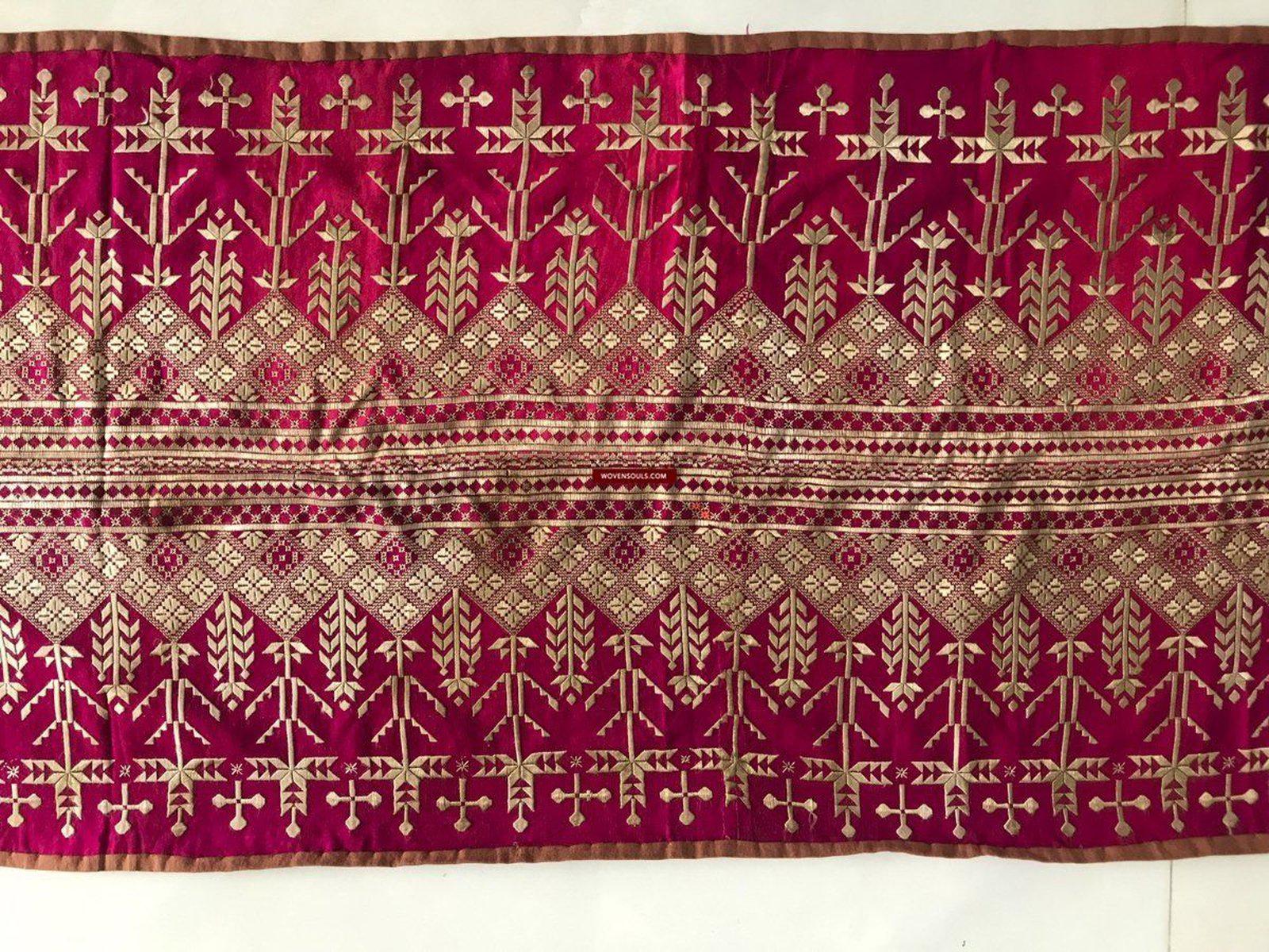 Ricamo palindromo vintage su due lati del 1291 - Tessuto cerimoniale della comunità sciita afghana-WOVENSOULS-Arredamento artistico-tessile-vintage-antico