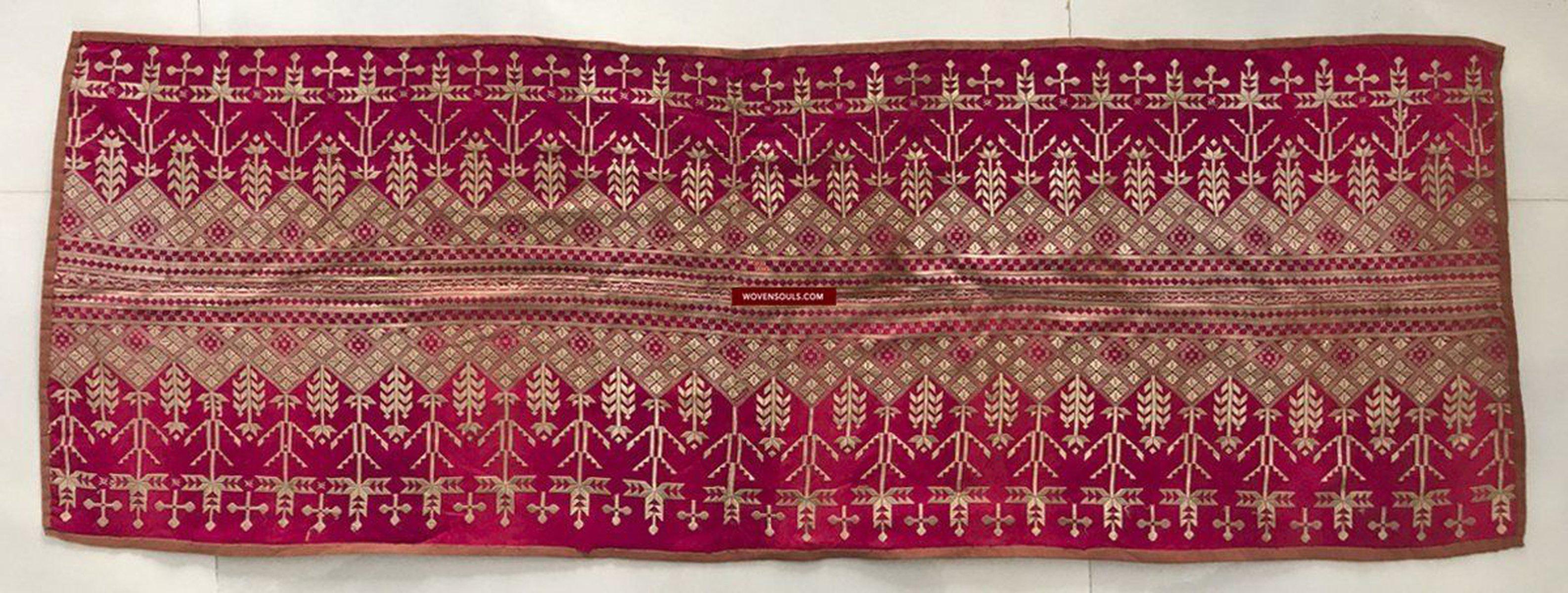 Ricamo palindromo vintage su due lati del 1291 - Tessuto cerimoniale della comunità sciita afghana-WOVENSOULS-Arredamento artistico-tessile-vintage-antico