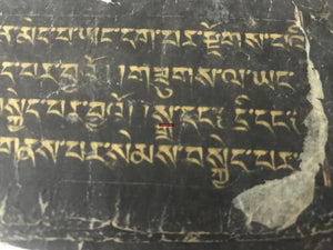 1293 Antique Tibetan Handwritten Manuscript in Gold on Black-WOVENSOULS-Antique-Vintage-Textiles-Art-Decor