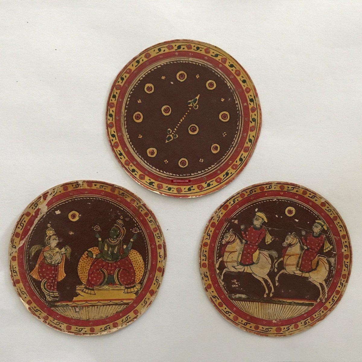 1294 SOLD - Old Painted Ganjifa Playing Cards - Complete Set 
