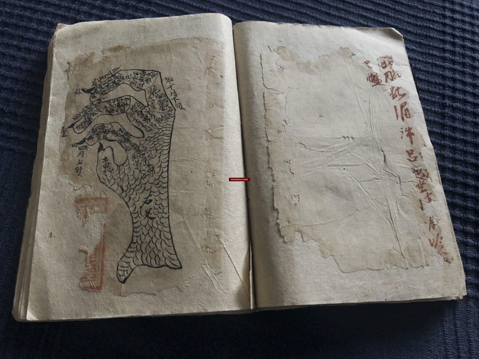 1295 SOLD Yao Shaman Ritual Manuscript with Illustrations-WOVENSOULS-Antique-Vintage-Textiles-Art-Decor