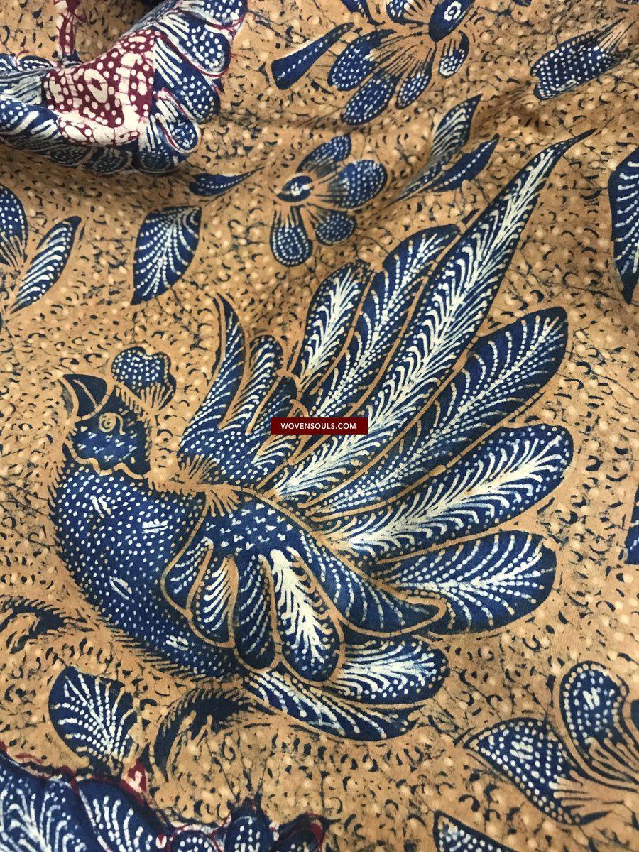 1304 Signed Antique Batik Tiga Negeri Textile Art from Indonesia - Butterflies-WOVENSOULS-Antique-Vintage-Textiles-Art-Decor