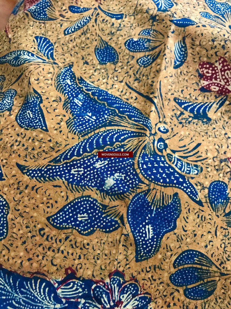 1304 Signed Antique Batik Tiga Negeri Textile Art from Indonesia - Butterflies-WOVENSOULS-Antique-Vintage-Textiles-Art-Decor