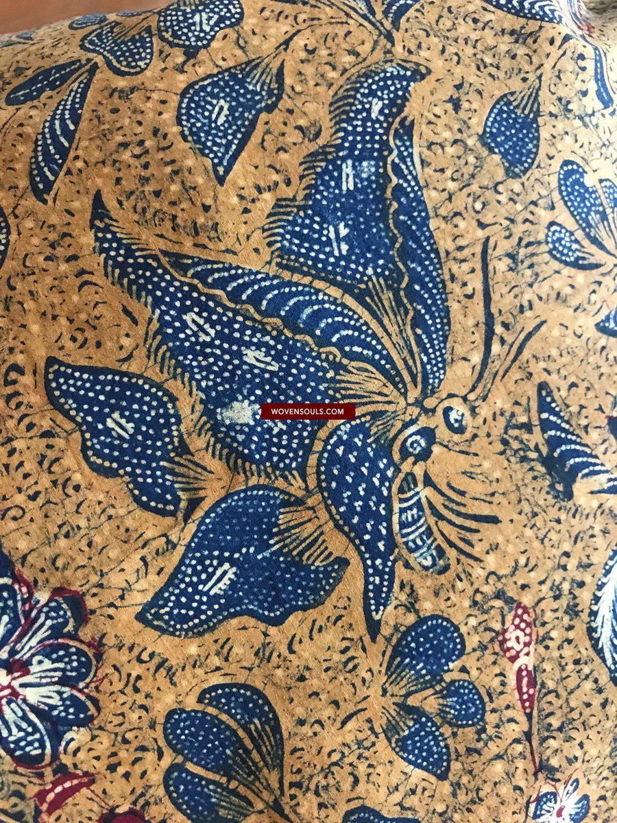 1304 Signed Antique Batik Tiga Negeri Textile Art from Indonesia - Butterflies-WOVENSOULS-Antique-Vintage-Textiles-Art-Decor