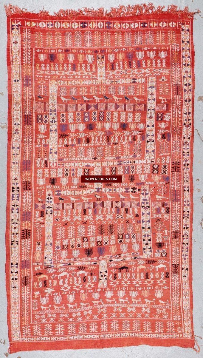 1307 SOLD Antique Berber Figurative Dowry Weaving Wedding Textile-WOVENSOULS-Antique-Vintage-Textiles-Art-Decor