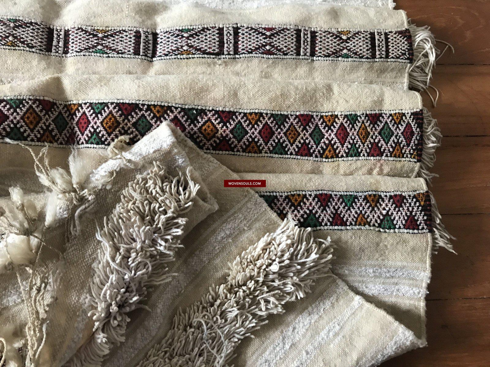 1308 SOLD Vintage Berber Wedding Shawl Blanket Tamizart / Handira - North African Textile Art-WOVENSOULS-Antique-Vintage-Textiles-Art-Decor