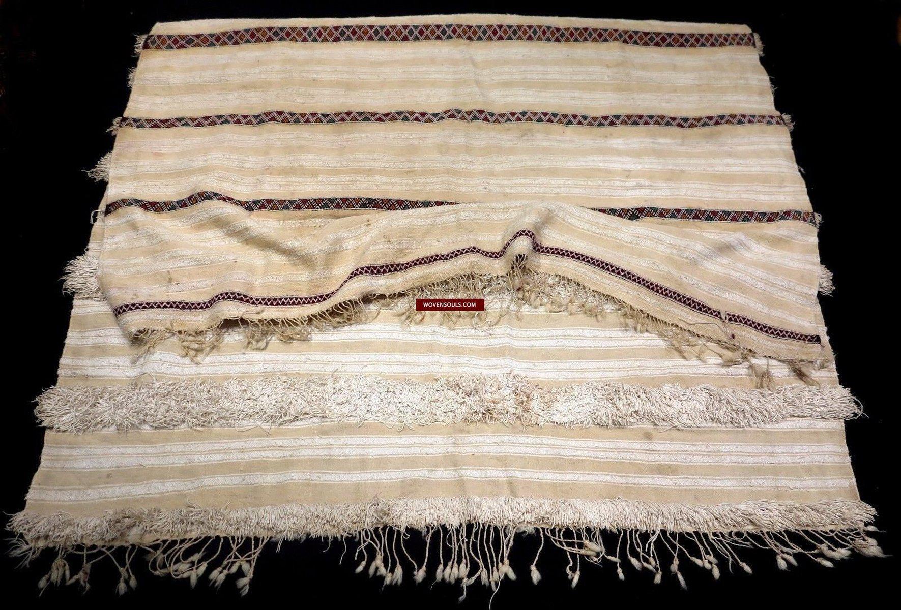 1308 SOLD Vintage Berber Wedding Shawl Blanket Tamizart / Handira - North African Textile Art-WOVENSOULS-Antique-Vintage-Textiles-Art-Decor