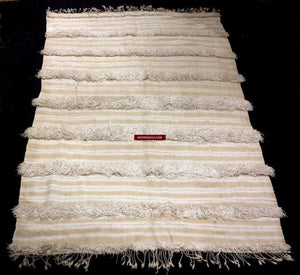 1308 SOLD Vintage Berber Wedding Shawl Blanket Tamizart / Handira - North African Textile Art-WOVENSOULS-Antique-Vintage-Textiles-Art-Decor