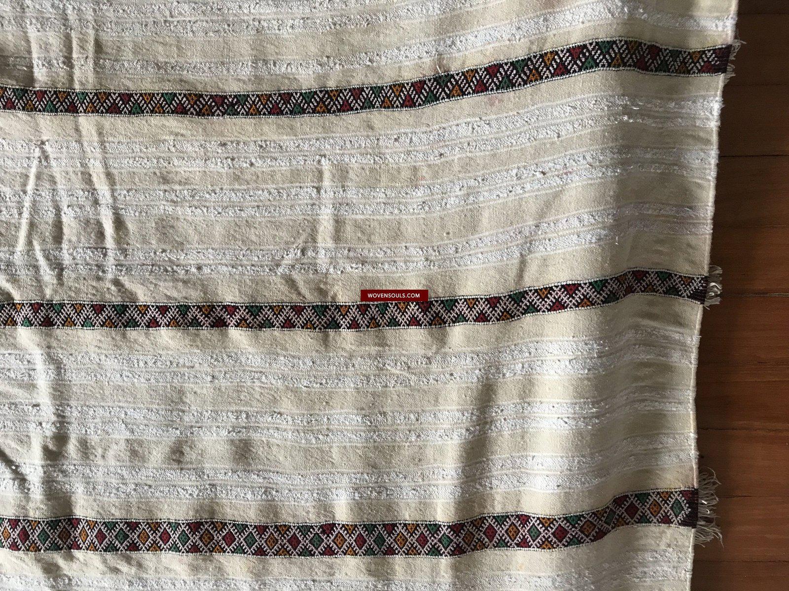 1308 SOLD Vintage Berber Wedding Shawl Blanket Tamizart / Handira - North African Textile Art-WOVENSOULS-Antique-Vintage-Textiles-Art-Decor