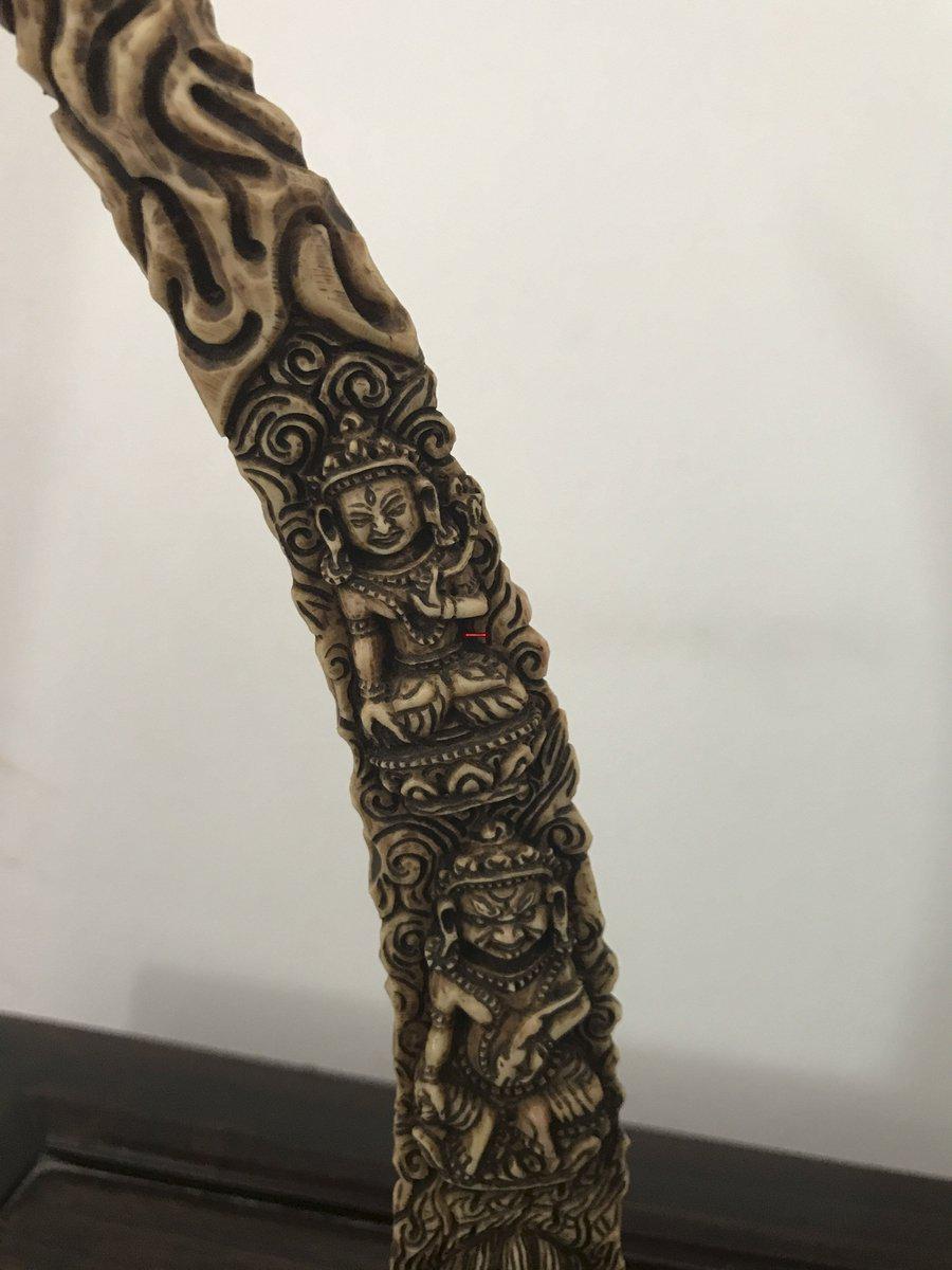 1309 Pair of Antique Tantric Buddhist Horn Carvings from the 1800s-WOVENSOULS-Antique-Vintage-Textiles-Art-Decor