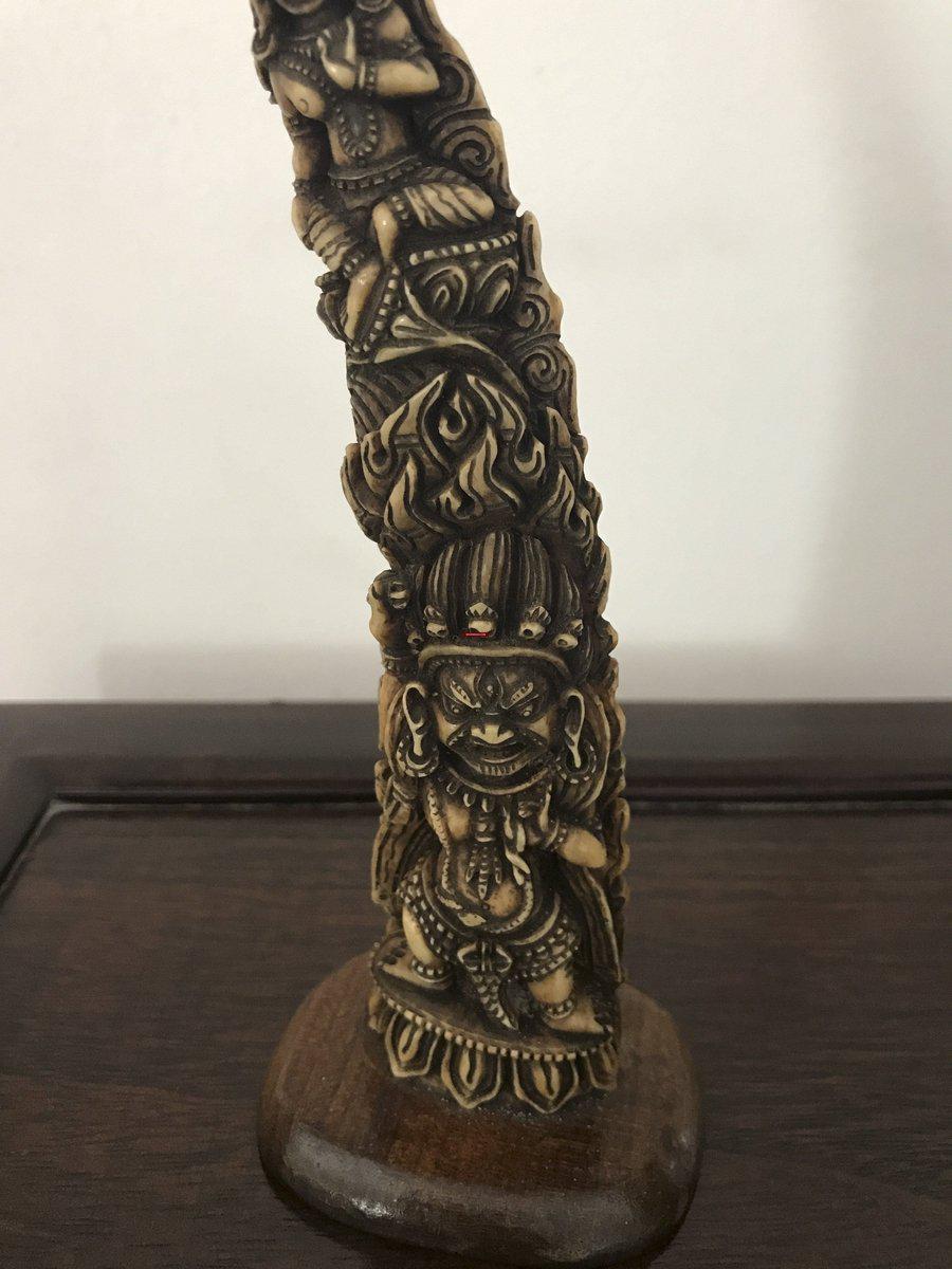 1309 Pair of Antique Tantric Buddhist Horn Carvings from the 1800s-WOVENSOULS-Antique-Vintage-Textiles-Art-Decor