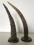 1309 Pair of Antique Tantric Buddhist Horn Carvings from the 1800s-WOVENSOULS-Antique-Vintage-Textiles-Art-Decor