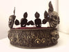 1310 Antique Buddhist Tantric Priest Ceremonial Crown Diadem with Pancha Buddha-WOVENSOULS-Antique-Vintage-Textiles-Art-Decor