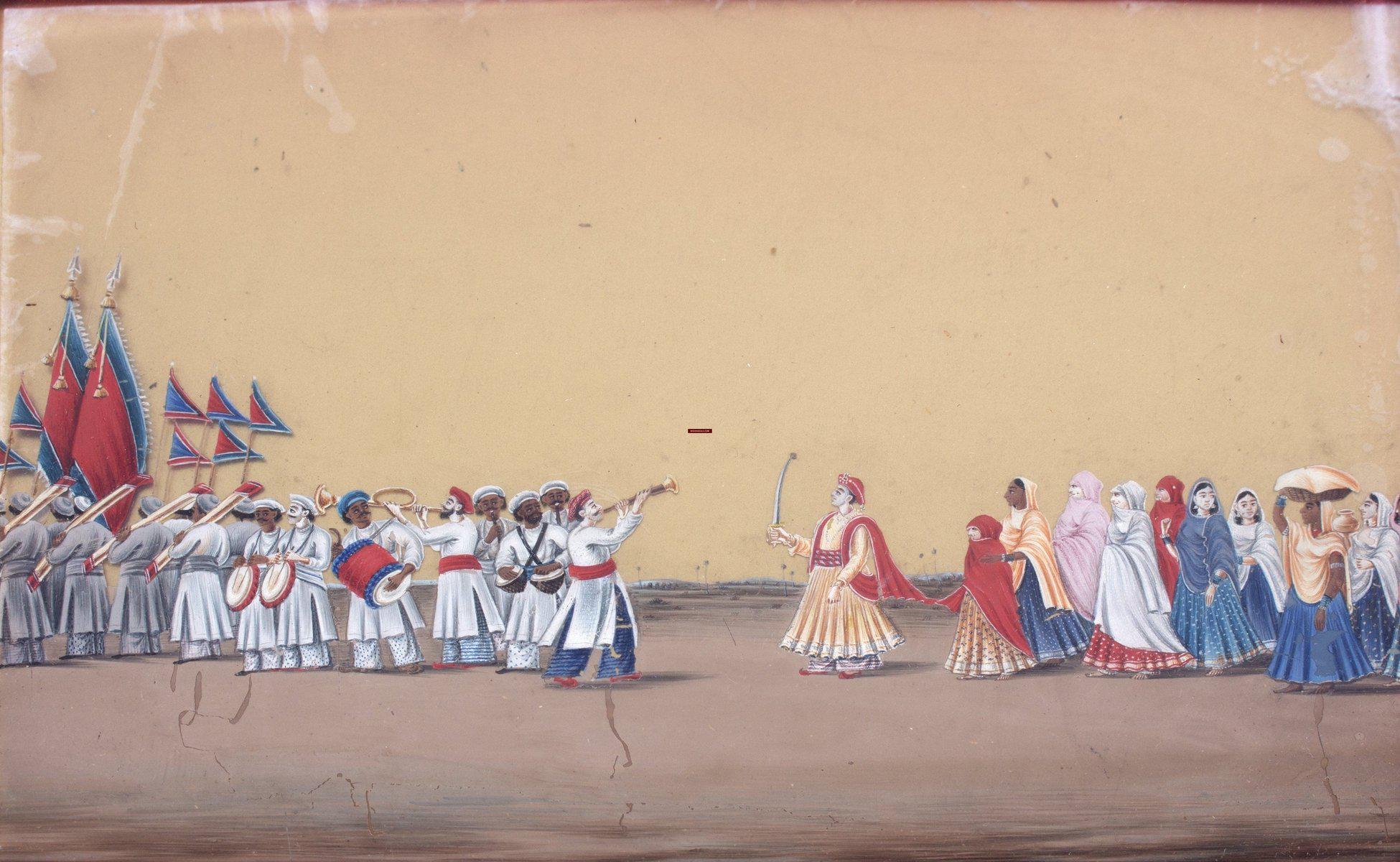 1312 SOLD Old Mica Painting - Wedding Procession - Rituals & Festivals series - 2-WOVENSOULS-Antique-Vintage-Textiles-Art-Decor