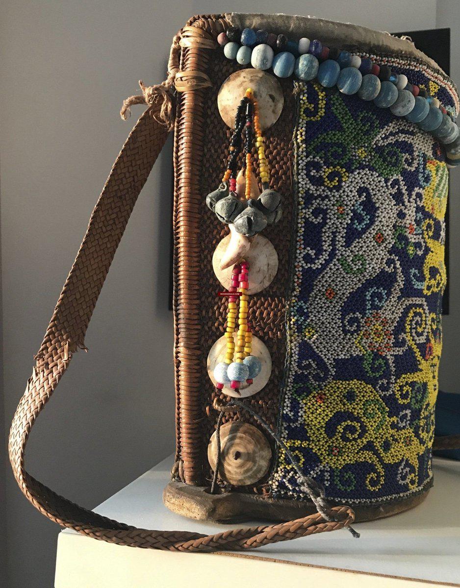 1313 Antique Dayak Beaded Basket Baby Carrier-WOVENSOULS-Antique-Vintage-Textiles-Art-Decor