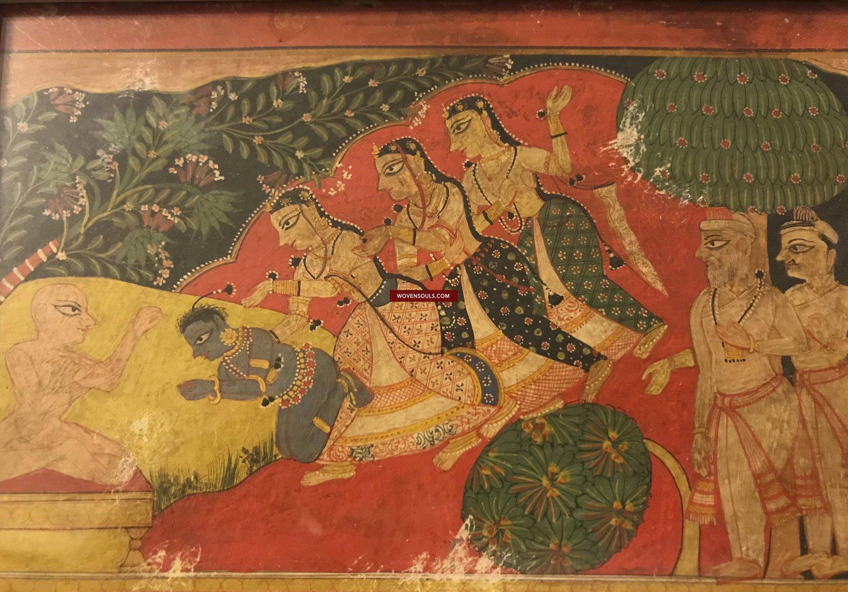 1315 SOLD Old Indian Miniature Jain Painting Rare Subject-WOVENSOULS-Antique-Vintage-Textiles-Art-Decor