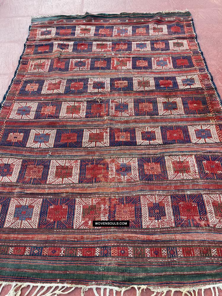 1316 Antique Caucasian Verneh Shaddah Rug Fragment w Green - 1800s or earlier - Gallery-2-WOVENSOULS Antique Textiles &amp; Art Gallery