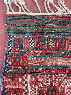 1316 Antique Caucasian Verneh Shaddah Rug Fragment w Green - 1800s or earlier - Gallery-2-WOVENSOULS Antique Textiles &amp; Art Gallery