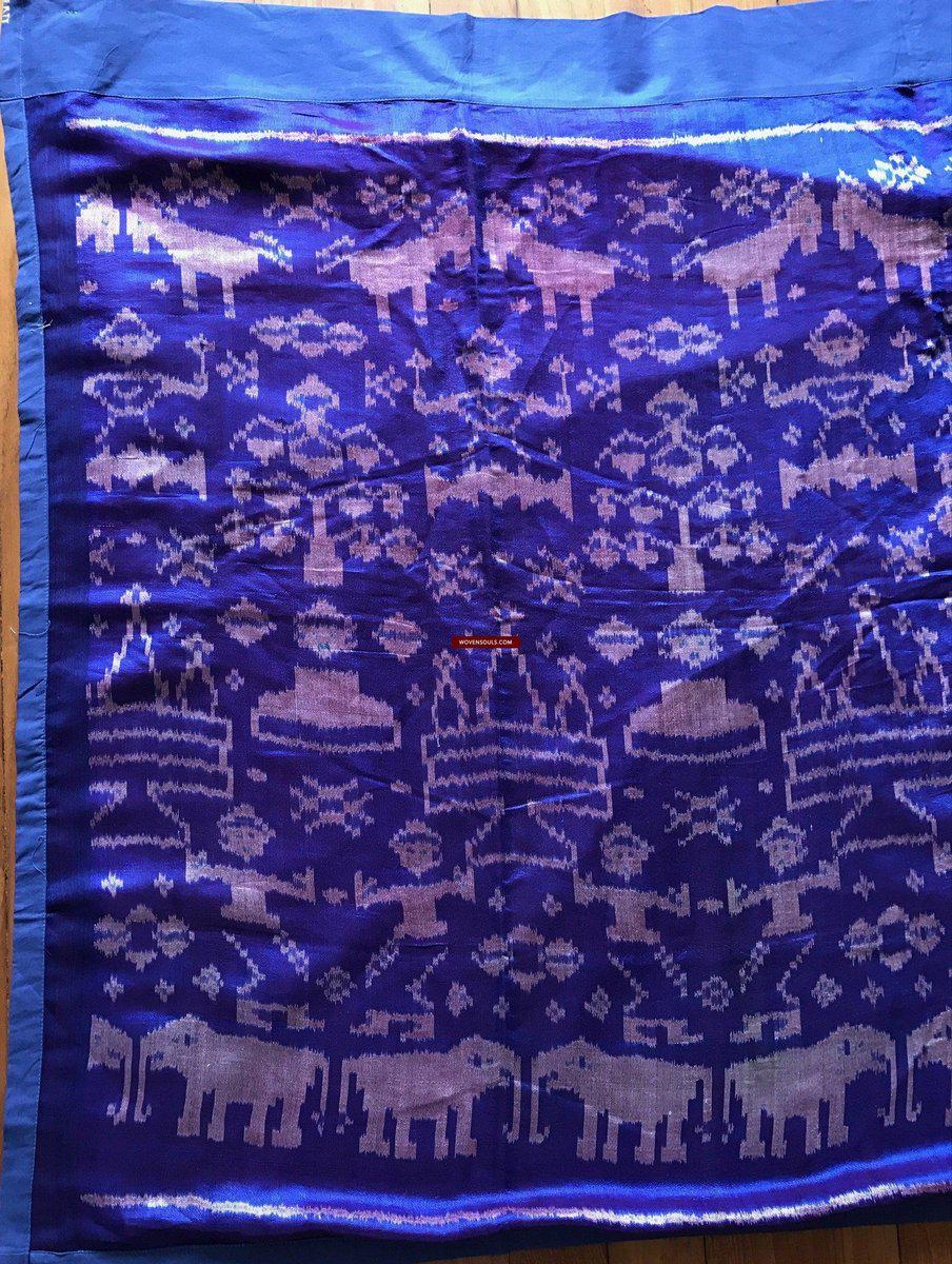 132 SOLD Silk Pidan Pedan Ikat Buddhist Figurative Textile Art from Cambdodia-WOVENSOULS-Antique-Vintage-Textiles-Art-Decor