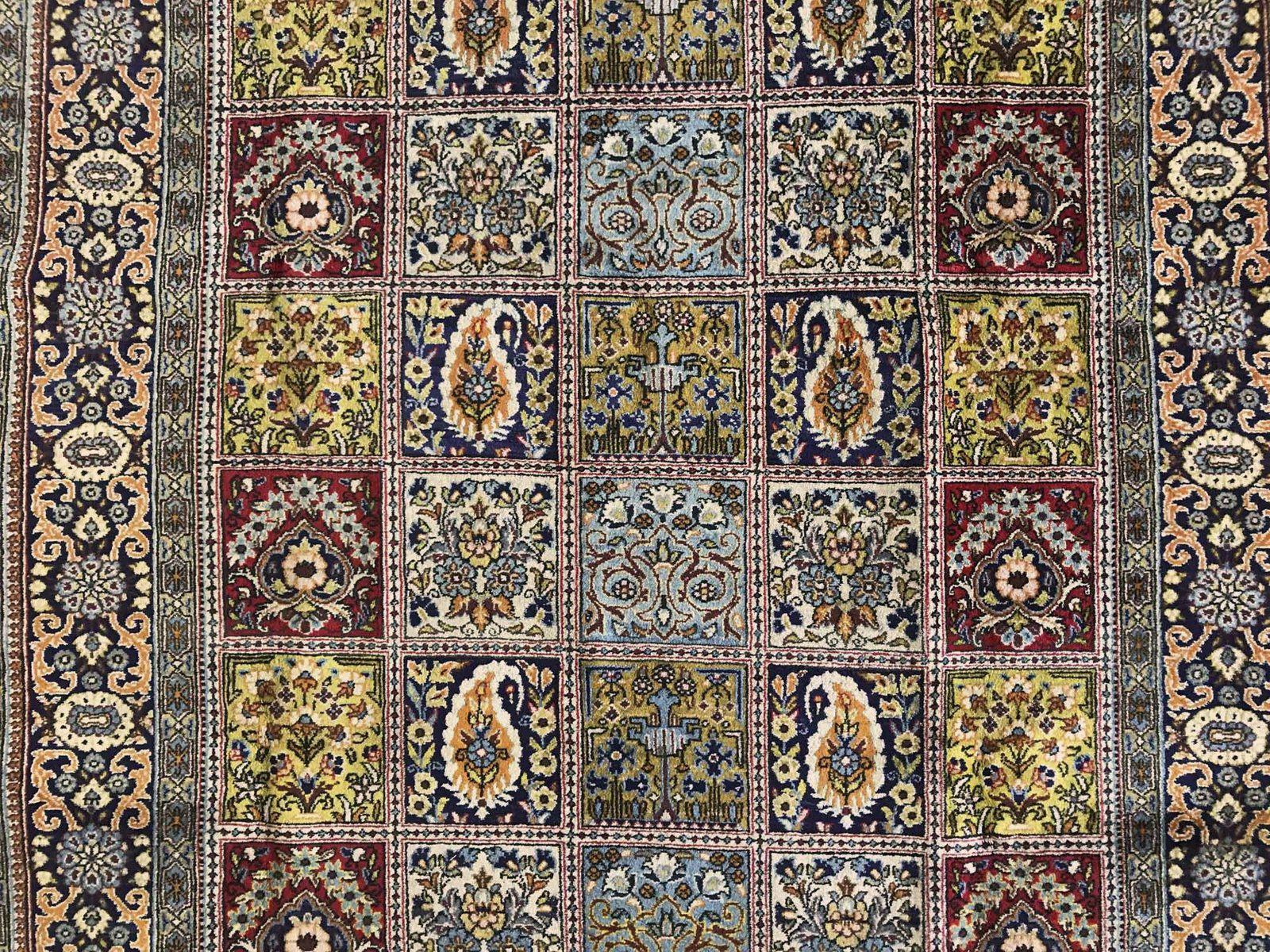 1323 Vintage Decorative Ghom Garden Rug - SOLD-WOVENSOULS-Antique-Vintage-Textiles-Art-Decor