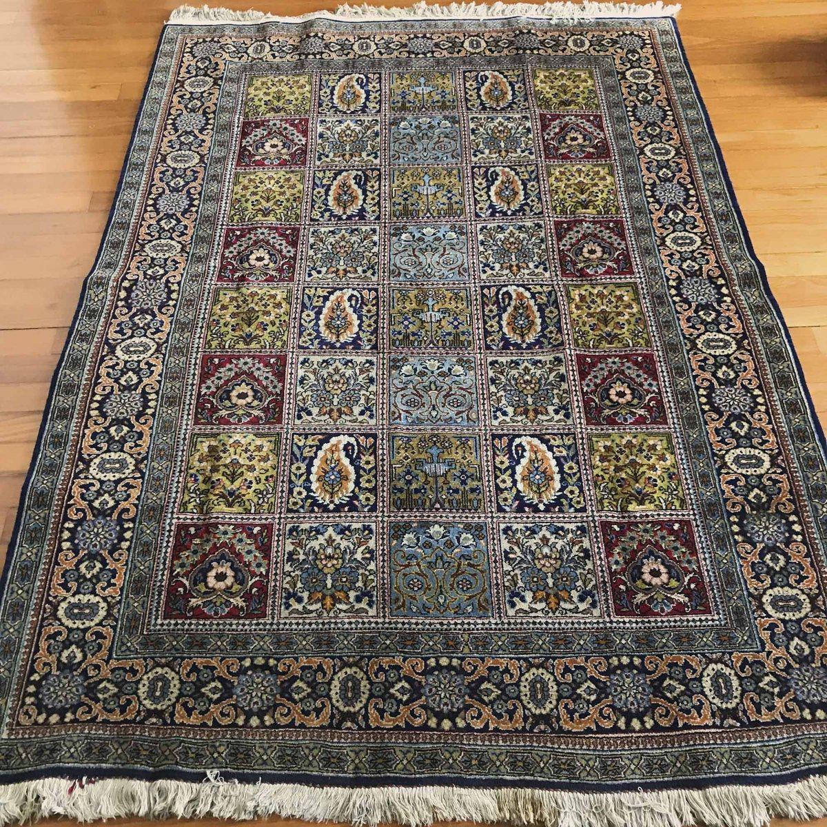 1323 Vintage Decorative Ghom Garden Rug - SOLD-WOVENSOULS-Antique-Vintage-Textiles-Art-Decor