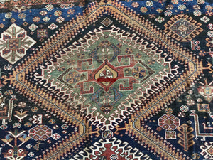 1324 Antique Qashqai Rug with Shekarlu influence-WOVENSOULS-Antique-Vintage-Textiles-Art-Decor