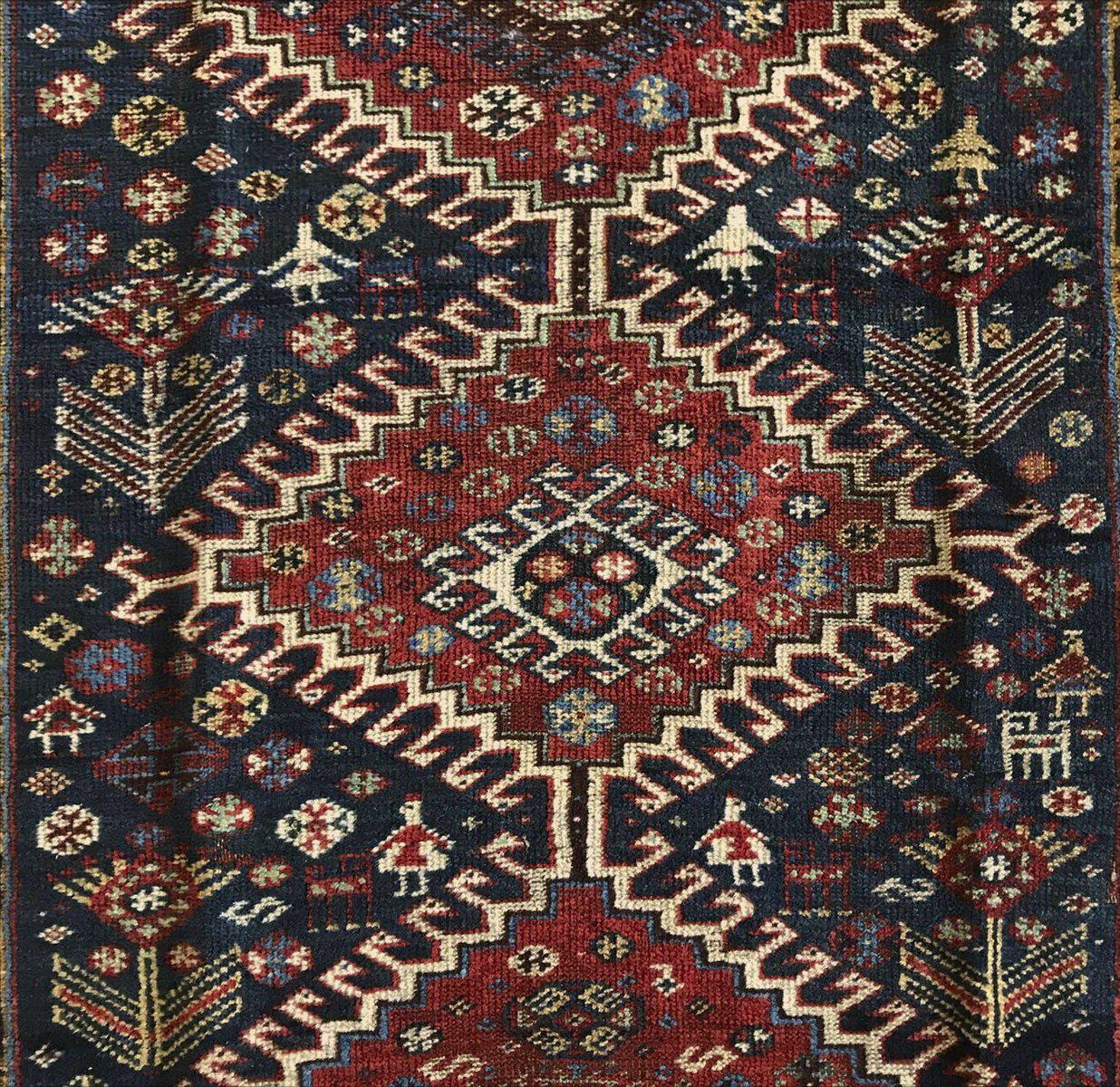 1325 SOLD Antique Qashqai Tribal Rug - Humans and Animals-WOVENSOULS-Antique-Vintage-Textiles-Art-Decor