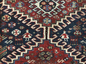 1325 SOLD Antique Qashqai Tribal Rug - Humans and Animals-WOVENSOULS-Antique-Vintage-Textiles-Art-Decor