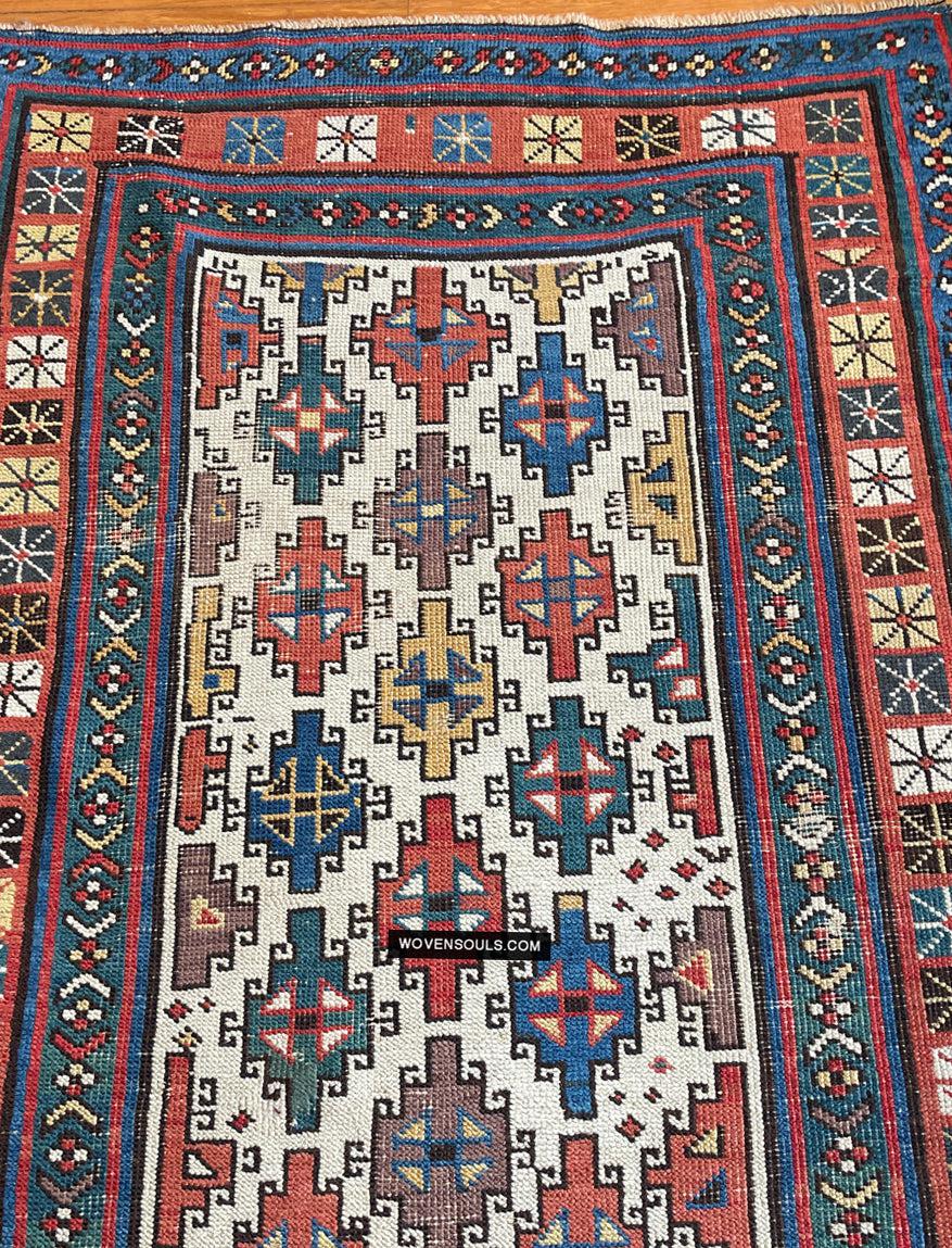 1326 SOLD Antique Kurdish White Field Rug-WOVENSOULS Antique Textiles &amp; Art Gallery