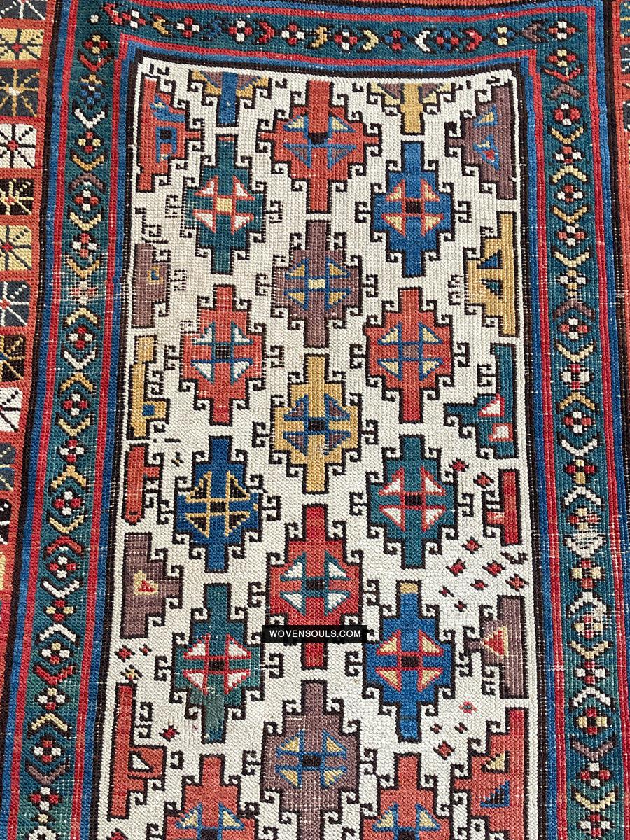 1326 SOLD Antique Kurdish White Field Rug-WOVENSOULS Antique Textiles &amp; Art Gallery