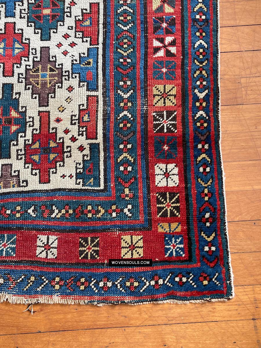 1326 SOLD Antique Kurdish White Field Rug-WOVENSOULS Antique Textiles &amp; Art Gallery