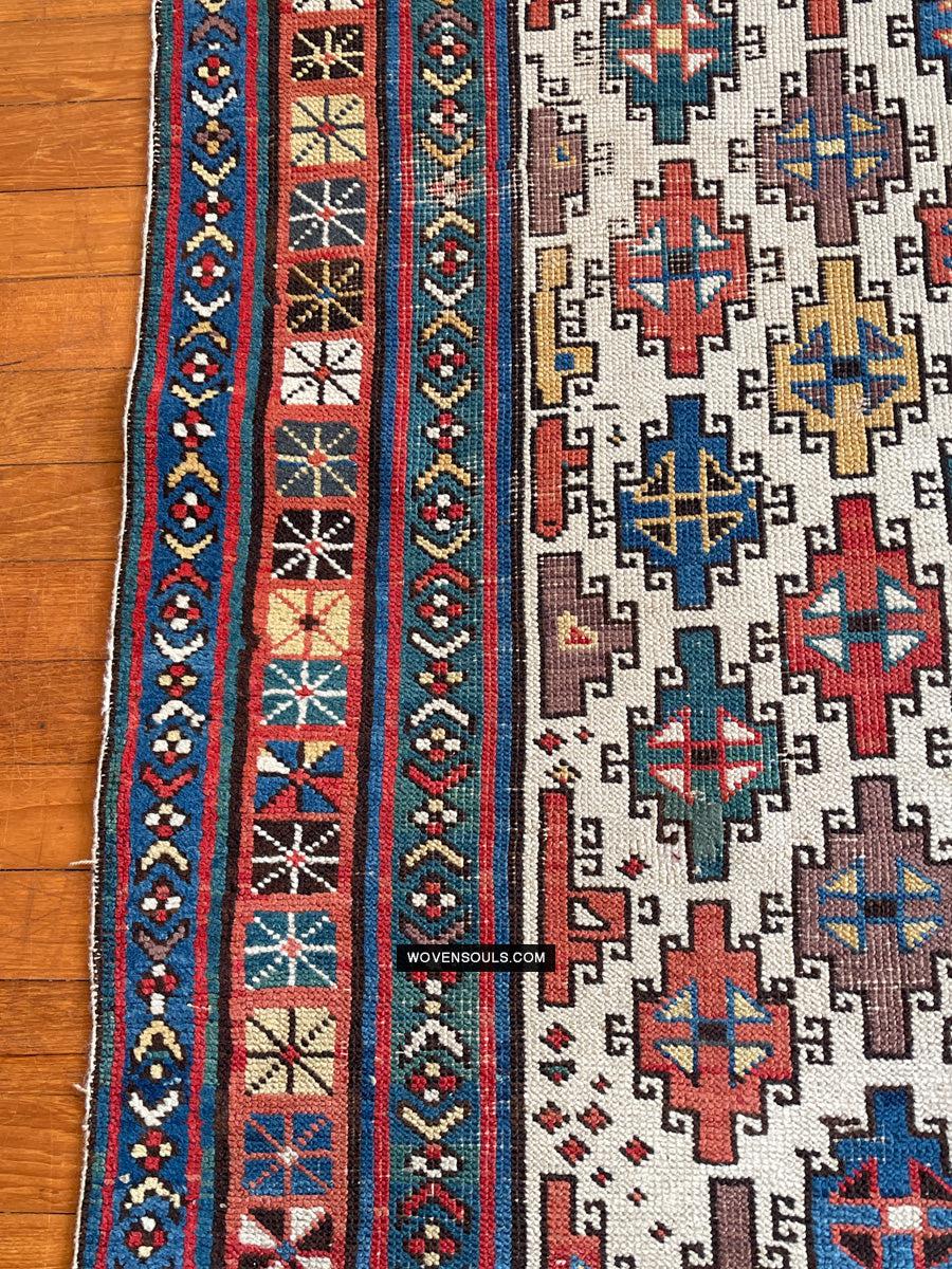 1326 SOLD Antique Kurdish White Field Rug-WOVENSOULS Antique Textiles &amp; Art Gallery