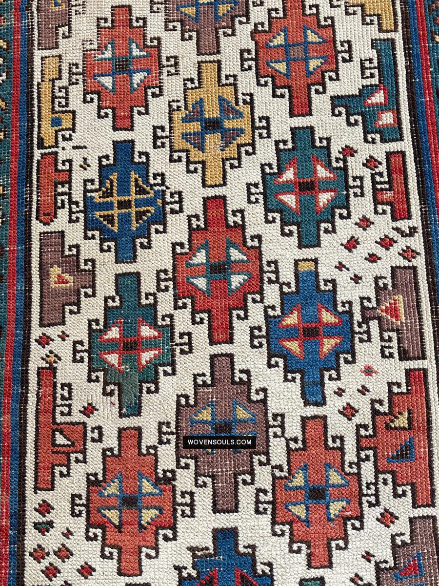 1326 SOLD Antique Kurdish White Field Rug-WOVENSOULS Antique Textiles &amp; Art Gallery