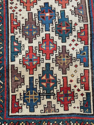 1326 SOLD Antique Kurdish White Field Rug-WOVENSOULS Antique Textiles &amp; Art Gallery