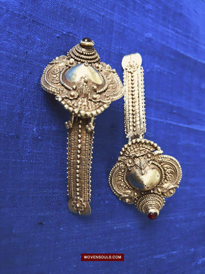 1335 Old Indian Gold Jewelry Earrings - South India-WOVENSOULS-Antique-Vintage-Textiles-Art-Decor