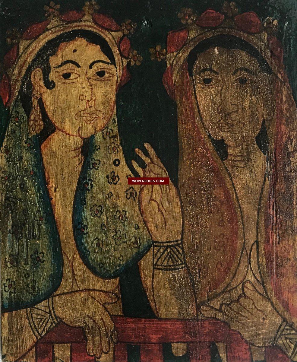 1348 Old Kandy Painting - Ceylon-WOVENSOULS-Antique-Vintage-Textiles-Art-Decor