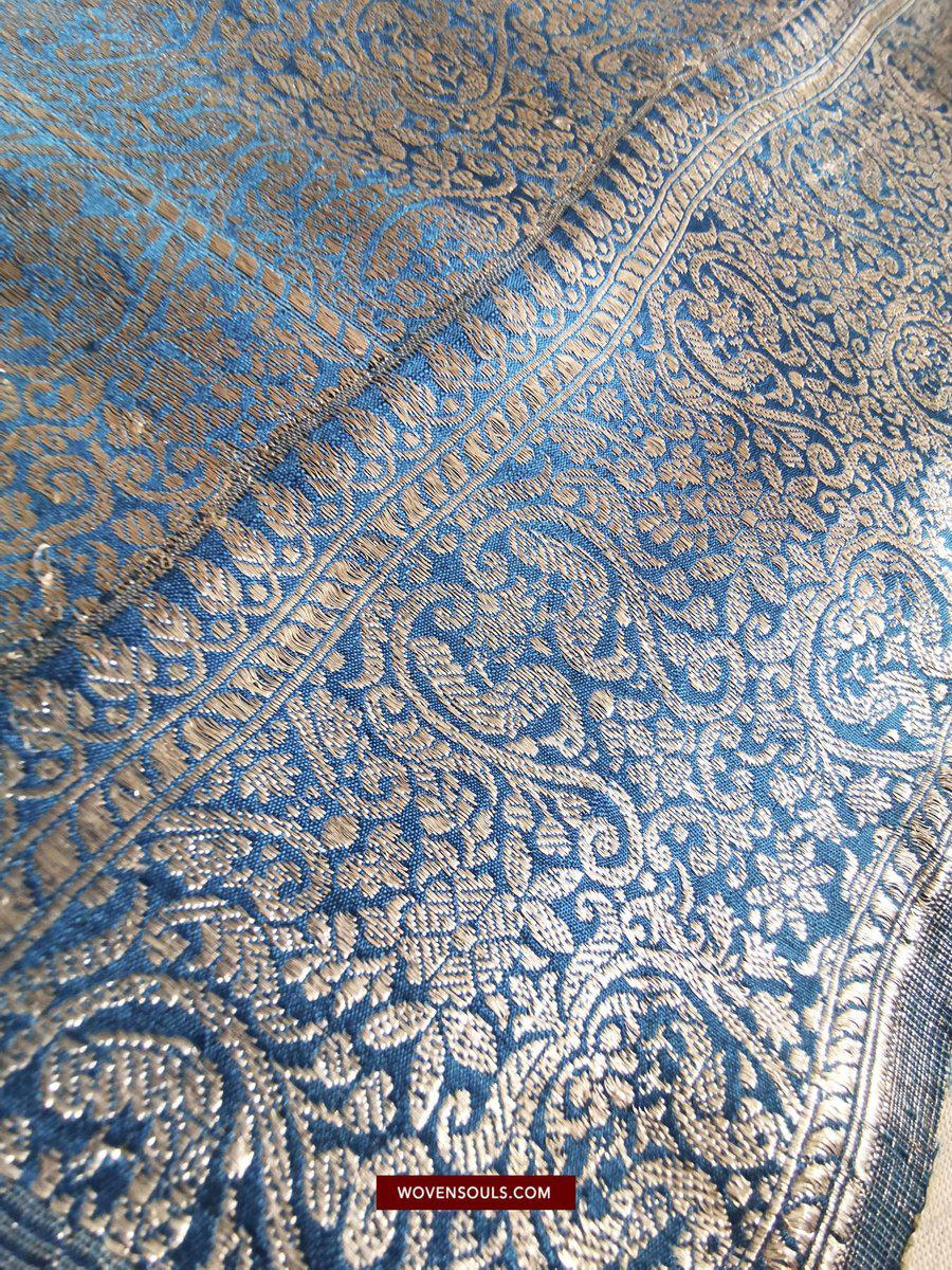 1349 SOLD - Spectacular Old Banarasi Sari with Silver content in Zari-WOVENSOULS-Antique-Vintage-Textiles-Art-Decor