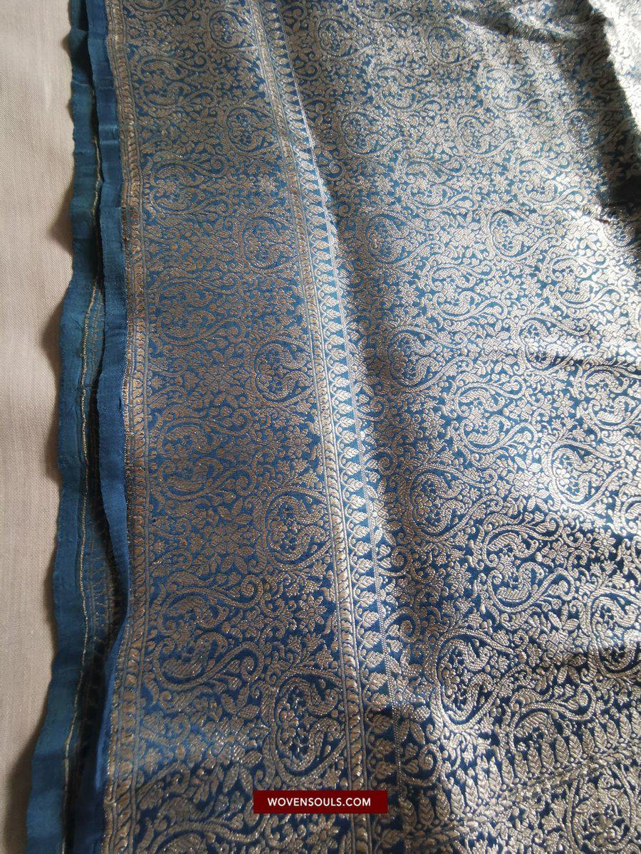 1349 SOLD - Spectacular Old Banarasi Sari with Silver content in Zari-WOVENSOULS-Antique-Vintage-Textiles-Art-Decor