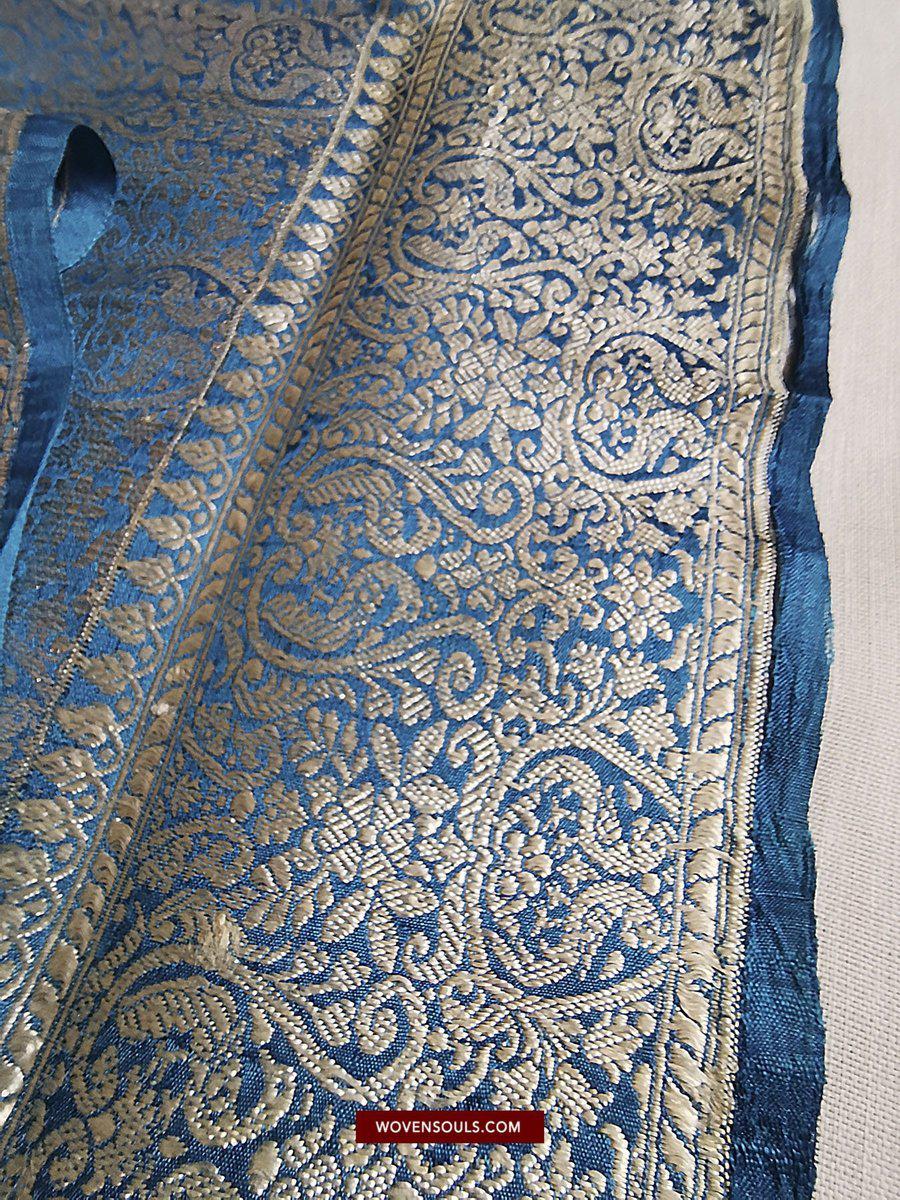 1349 SOLD - Spectacular Old Banarasi Sari with Silver content in Zari-WOVENSOULS-Antique-Vintage-Textiles-Art-Decor