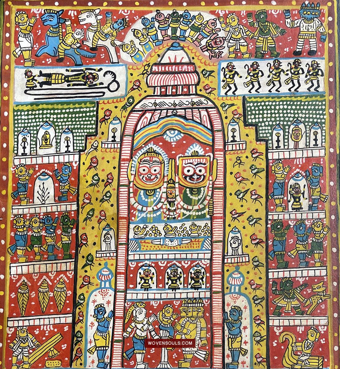 134 Old Traditional Jatripatti Lord Jagannath Puri Orissa Painting Indian Art-WOVENSOULS Antique Textiles &amp; Art Gallery