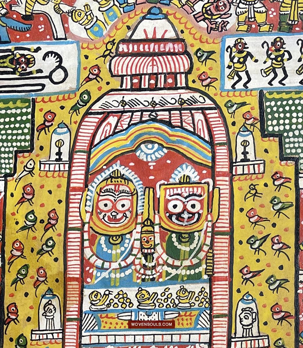 134 Old Traditional Jatripatti Lord Jagannath Puri Orissa Painting Indian Art-WOVENSOULS Antique Textiles &amp; Art Gallery