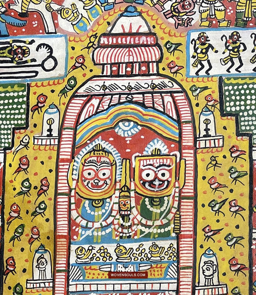 134 Old Traditional Jatripatti Lord Jagannath Puri Orissa Painting Indian Art-WOVENSOULS Antique Textiles & Art Gallery