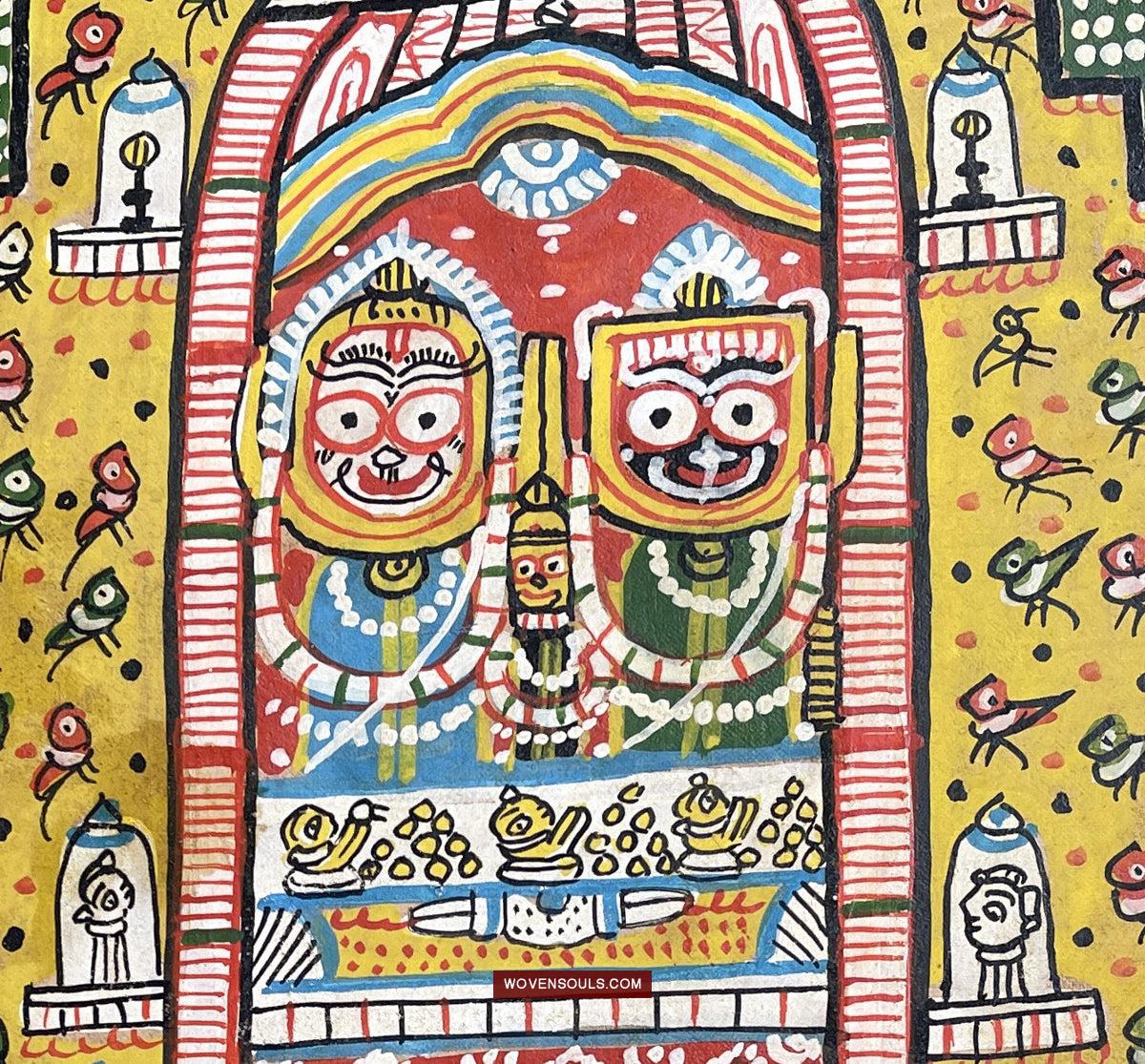 134 Old Traditional Jatripatti Lord Jagannath Puri Orissa Painting Indian Art-WOVENSOULS Antique Textiles &amp; Art Gallery